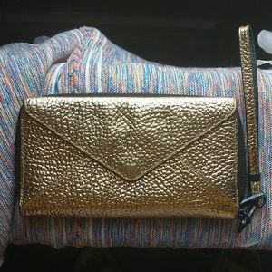 Loeffler Randall Leather Gold Wallet zip around